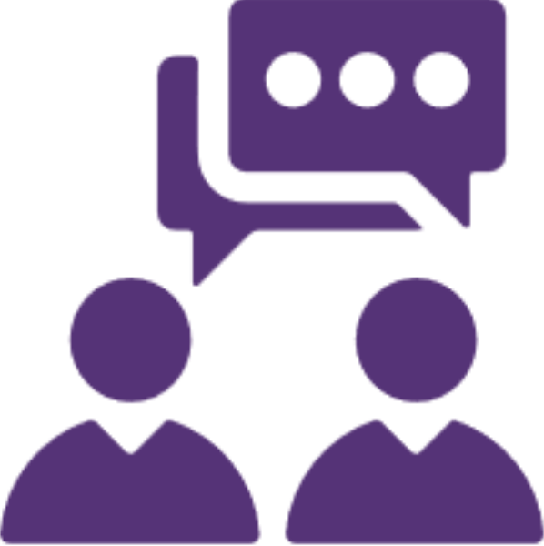An icon showing two people with speech bubbles above their heads.