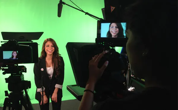 Woman in front of camera
