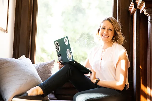 Woman using a laptop