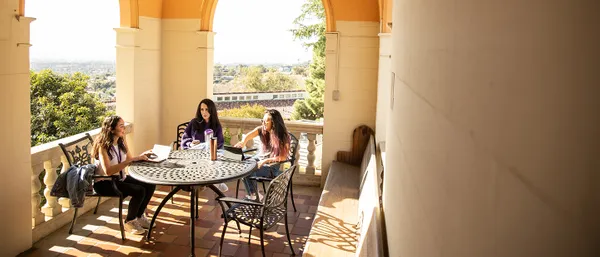 Students sitting outside
