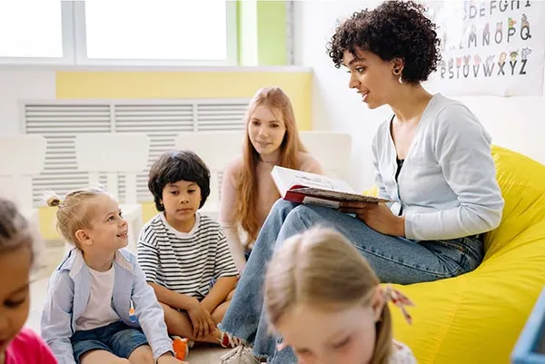 Teacher reading to students