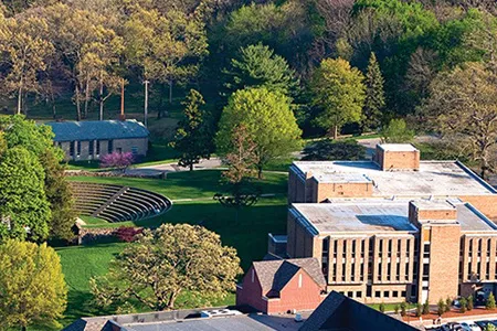 An aerial image of the Saint Elizabeth University Campus