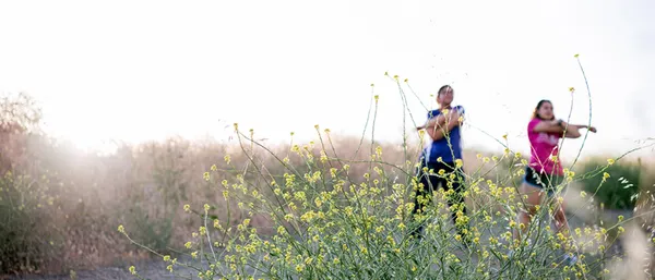 Students stretching outdoors